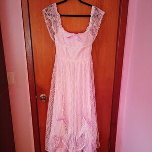 VIntage  70s ROBERTA of CA Size 7/8 Mauve Maxi Formal/Prom Dress Victorian-style
